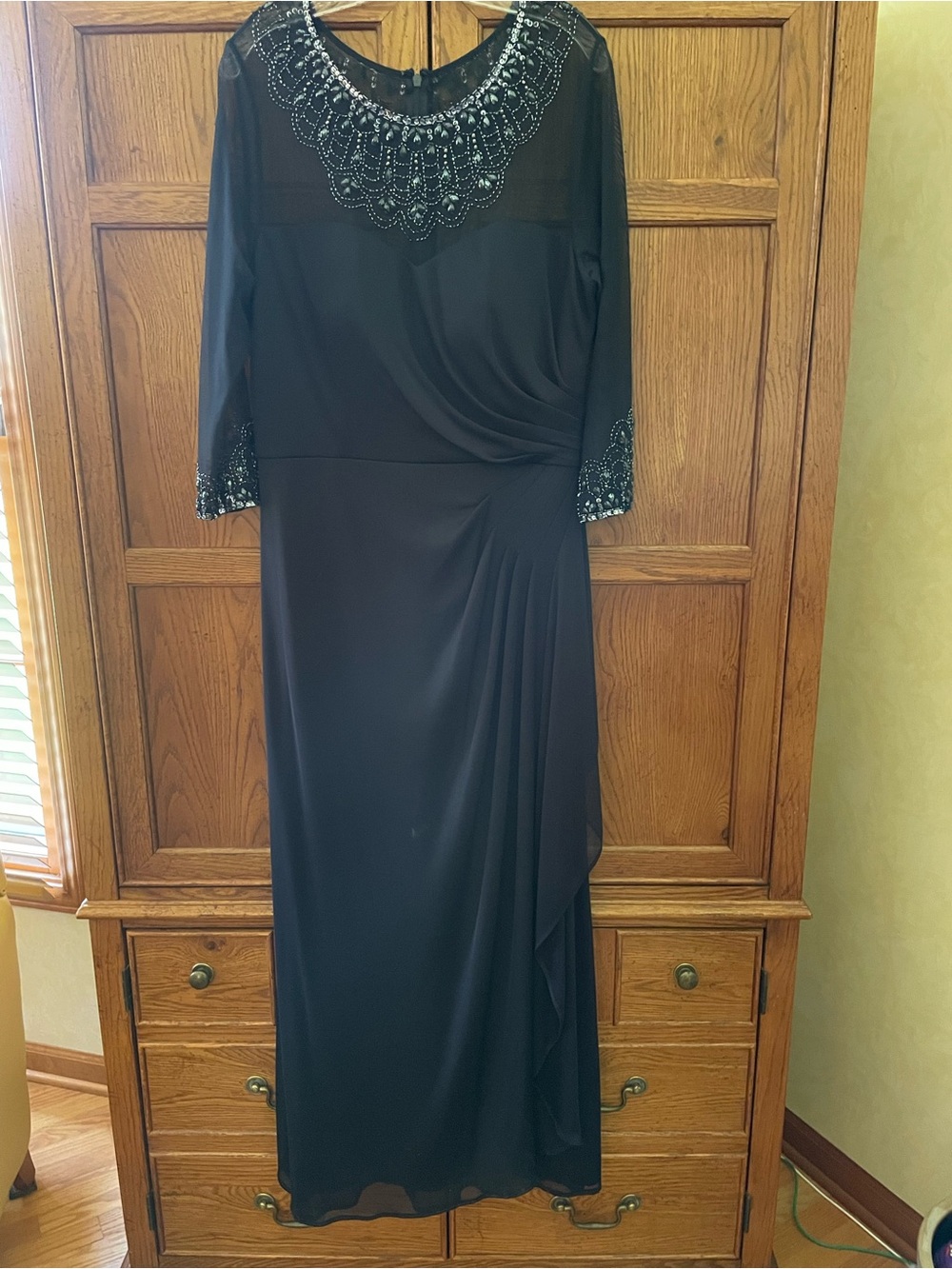 Alex Evenings Elegant Navy Beaded Evening Dress